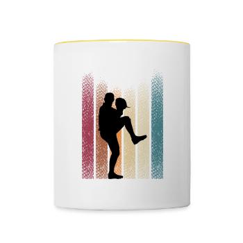 Vintage Softball Retro Baseballspieler Baseball - Tasse zweifarbig - Weiß/Gelb - Vorne