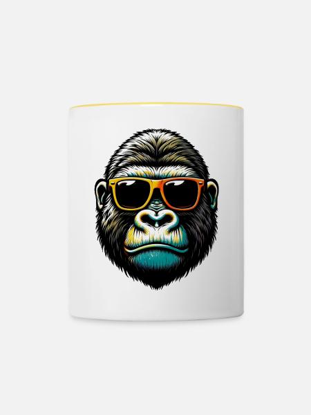 Gorilla - Tasse zweifarbig - Weiß/Gelb