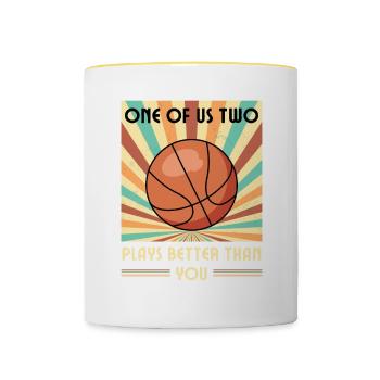 Einer Von Uns Beiden Spielt Besser Basketball - Tasse zweifarbig - Weiß/Gelb - Vorne