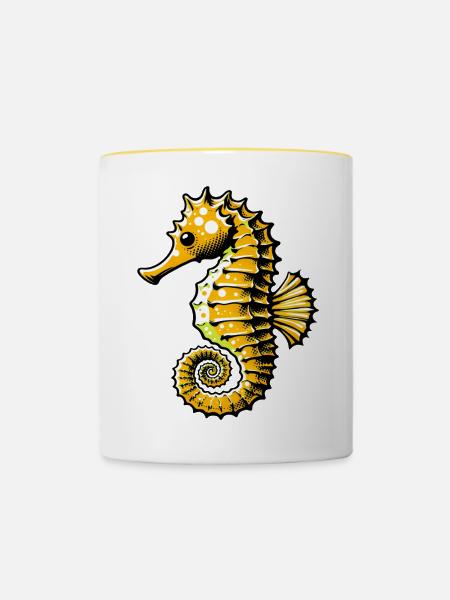 Seepferdchen - Tasse zweifarbig - Weiß/Gelb
