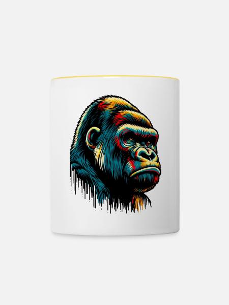 Gorilla - Tasse zweifarbig - Weiß/Gelb