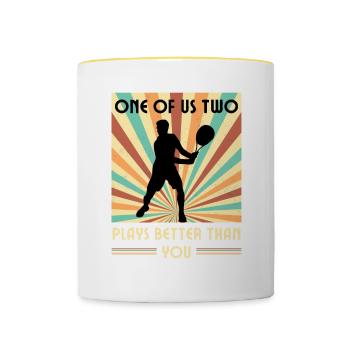 Einer Von Uns Beiden Spielt Besser Als Du Squash - Tasse zweifarbig - Weiß/Gelb - Vorne