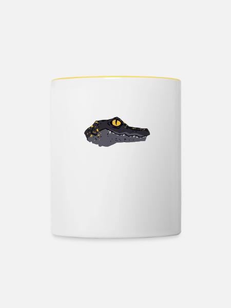 Mächtiger Kaiman - Tasse zweifarbig - Weiß/Gelb