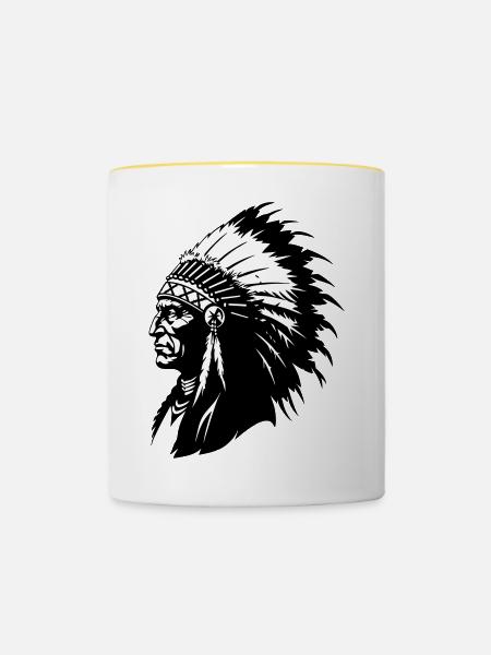 Indianerhäuptling - Tasse zweifarbig - Weiß/Gelb