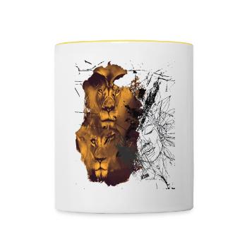 "Leo_25" by Acryl Galerie & Design - Tasse zweifarbig - Weiß/Gelb - Vorne