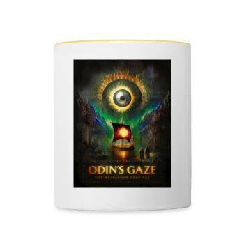 Le regard d’Odin – L’œil qui voit tout - Mug contrasté - blanc/jaune - Devant