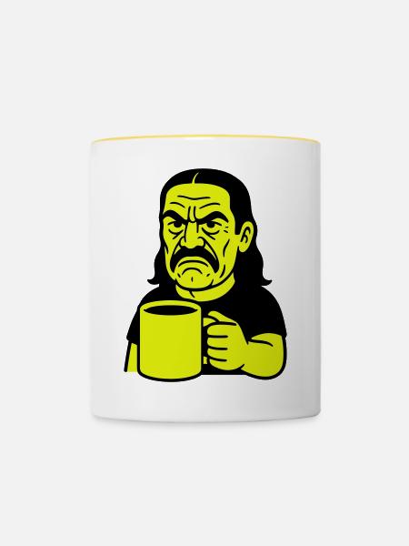 Angry Coffee Man - Tasse zweifarbig - Weiß/Gelb