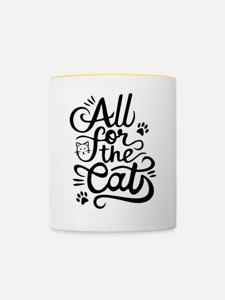 All for the cat - Tasse zweifarbig - Weiß/Gelb