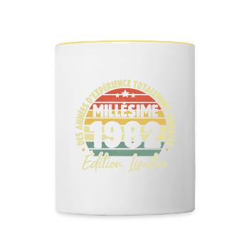 Cadeau millésime 1982, Anniversaire nés en 1982 - Mug contrasté - blanc/jaune - Devant