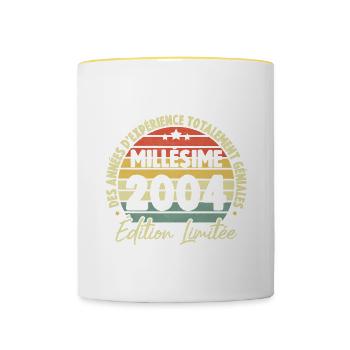 Cadeau D'anniversaire Millésime Fabriqué en 2004 - Mug contrasté - blanc/jaune - Devant