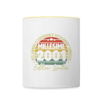 Cadeau D'anniversaire Millésime Fabriqué en 2001 - Mug contrasté - blanc/jaune - Devant