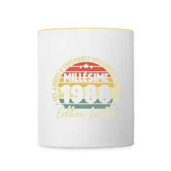 Cadeau D'anniversaire Millésime Fabriqué en 1988 - Mug contrasté - blanc/jaune - Devant