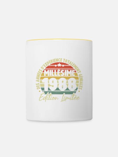 Cadeau D'anniversaire Millésime Fabriqué en 1988 - Mug contrasté - blanc/jaune