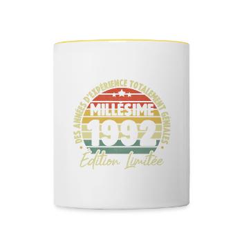 Cadeau D'anniversaire Millésime Fabriqué en 1992 - Mug contrasté - blanc/jaune - Devant
