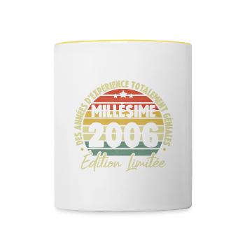Cadeau D'anniversaire Millésime Fabriqué en 2006 - Mug contrasté - blanc/jaune - Devant