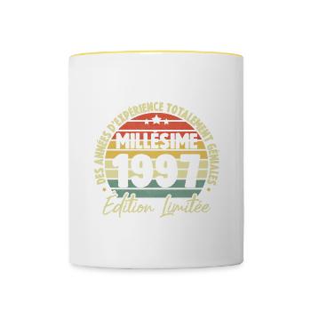 Cadeau D'anniversaire Millésime Fabriqué en 1997 - Mug contrasté - blanc/jaune - Devant