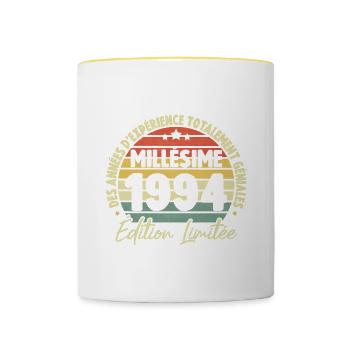 Cadeau D'anniversaire Millésime Fabriqué en 1994 - Mug contrasté - blanc/jaune - Devant