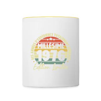 Cadeau D'anniversaire Millésime Fabriqué en 1976 - Mug contrasté - blanc/jaune - Devant