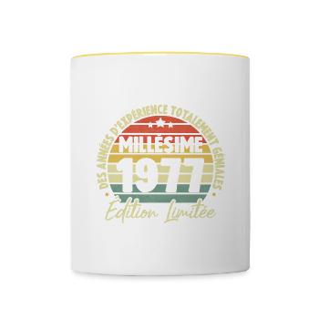Cadeau D'anniversaire Millésime Fabriqué en 1977 - Mug contrasté - blanc/jaune - Devant