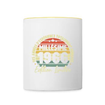 Cadeau D'anniversaire Millésime Fabriqué en 1966 - Mug contrasté - blanc/jaune - Devant