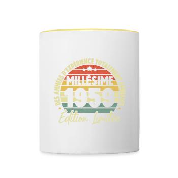 Cadeau D'anniversaire Millésime Fabriqué en 1959 - Mug contrasté - blanc/jaune - Devant