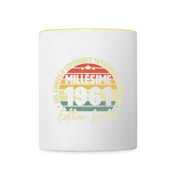 Cadeau D'anniversaire Millésime Fabriqué en 1961 - Mug contrasté - blanc/jaune - Devant