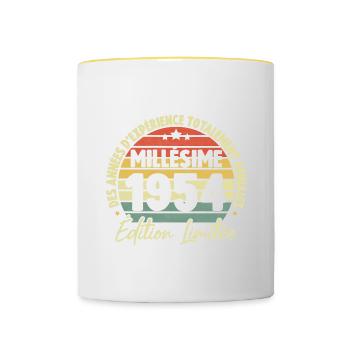 Cadeau D'anniversaire Millésime Fabriqué en 1954 - Mug contrasté - blanc/jaune - Devant