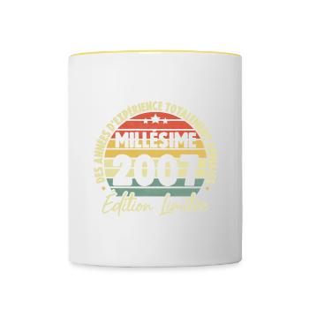 Cadeau D'anniversaire Millésime Fabriqué en 2007 - Mug contrasté - blanc/jaune - Devant