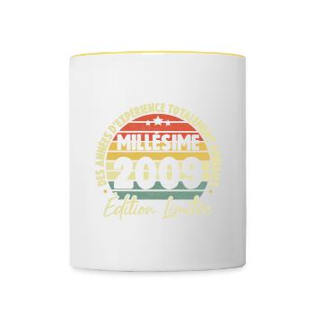 Cadeau D'anniversaire Millésime Fabriqué en 2009 - Mug contrasté - blanc/jaune - Devant