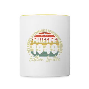Cadeau D'anniversaire Millésime Fabriqué en 1949 - Mug contrasté - blanc/jaune - Devant
