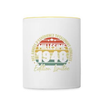 Cadeau D'anniversaire Millésime Fabriqué en 1948 - Mug contrasté - blanc/jaune - Devant