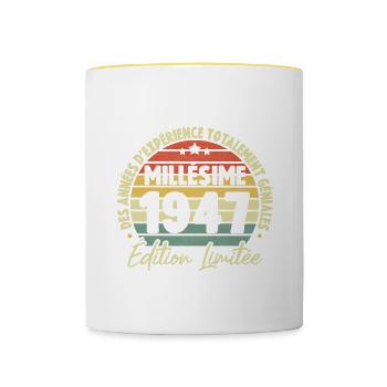 Cadeau D'anniversaire Millésime Fabriqué en 1947 - Mug contrasté - blanc/jaune - Devant