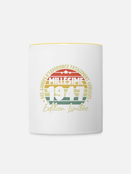 Cadeau D'anniversaire Millésime Fabriqué en 1947 - Mug contrasté - blanc/jaune