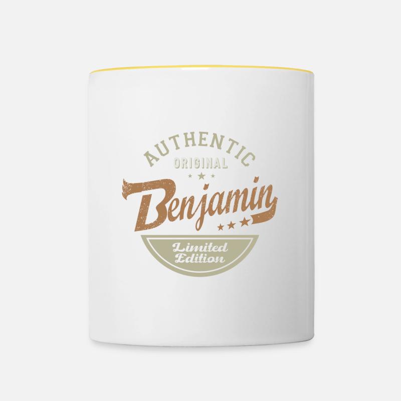 Benjamin personalized gift name benjamin - Contrasting Mug - white/yellow