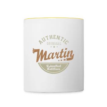 Martin Geschenk T-Shirt personalisierter Name Martin - Tasse zweifarbig - Weiß/Gelb - Vorne