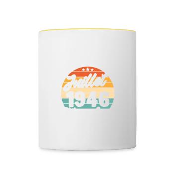 Cadeau Les légendes sont nées en juillet 1946 - Mug contrasté - blanc/jaune - Devant