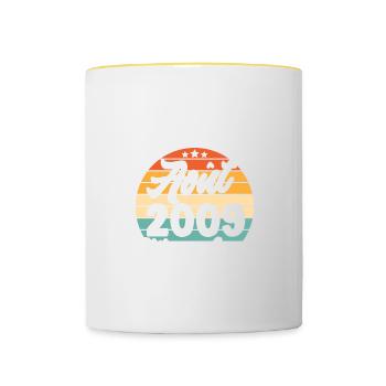 Cadeau Les légendes sont nées en Août 2009 - Mug contrasté - blanc/jaune - Devant