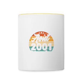 Cadeau Les légendes sont nées en Août 2001 - Mug contrasté - blanc/jaune - Devant