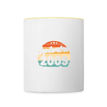 Cadeau Les légendes sont nées en Septembre 2009 - Mug contrasté - blanc/jaune - Devant