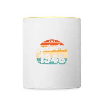 Cadeau Les légendes sont nées en Septembre 1946 - Mug contrasté - blanc/jaune - Devant