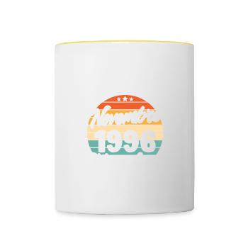 Cadeau Les légendes sont nées en Novembre 1996 - Mug contrasté - blanc/jaune - Devant