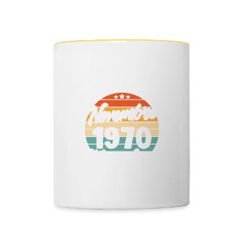 Cadeau Les légendes sont nées en Novembre 1970 - Mug contrasté - blanc/jaune - Devant