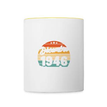 Cadeau Les légendes sont nées en Décembre 1946 - Mug contrasté - blanc/jaune - Devant