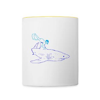 Hai Taucher - Tasse zweifarbig - Weiß/Gelb - Vorne