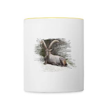 Steinbock als Sternzeichen und Wappentier - Tasse zweifarbig - Weiß/Gelb - Vorne