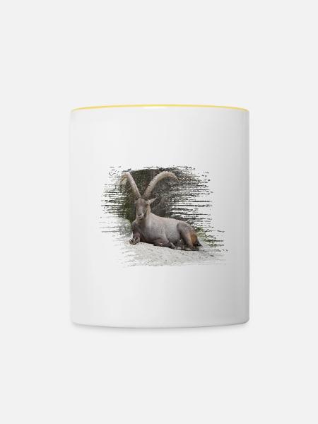 Steinbock als Sternzeichen und Wappentier - Tasse zweifarbig - Weiß/Gelb