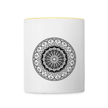 Symbol Geschenk Ornament Mandala Spirit Goa Orient - Tasse zweifarbig - Weiß/Gelb - Vorne