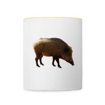 A wild boar is an imposing animal - Contrasting Mug - white/yellow - Front