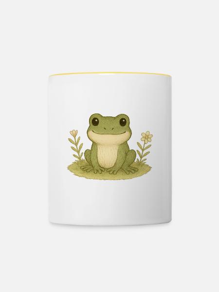 Nordischer Wald - Frosch - Tasse zweifarbig - Weiß/Gelb