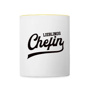 Lieblings Chefin Vorgesetzte Chef Frau Managerin - Tasse zweifarbig - Weiß/Gelb - Vorne